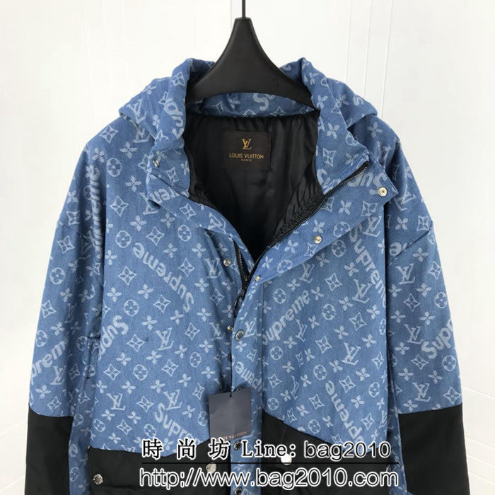 LV路易威登 X suP聯名款 18ss秋冬新款 經典老花Logo 重工刺繡 棉服外套 OS寬鬆版型 情侶款 ydi1252